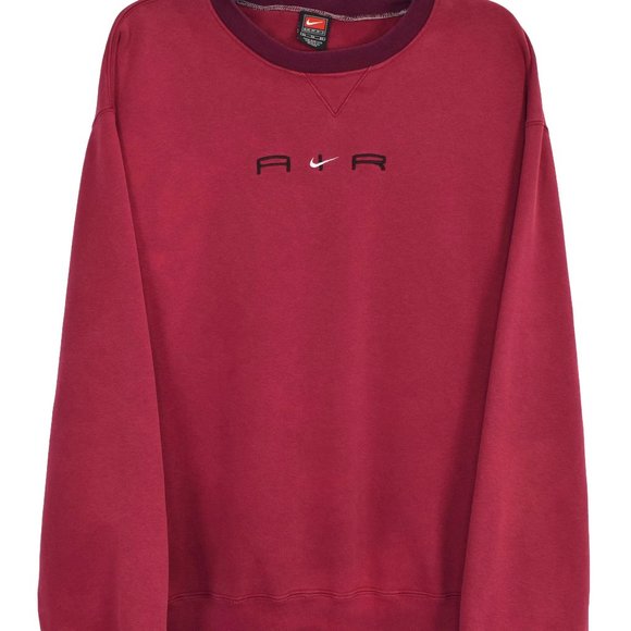 Nike | Shirts | Vintage Nike Air Sweatshirt Burgundy Embroidered Crewneck  Xl | Poshmark